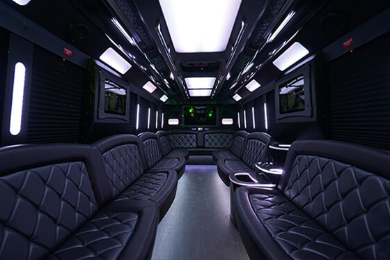 bright lights on a party bus